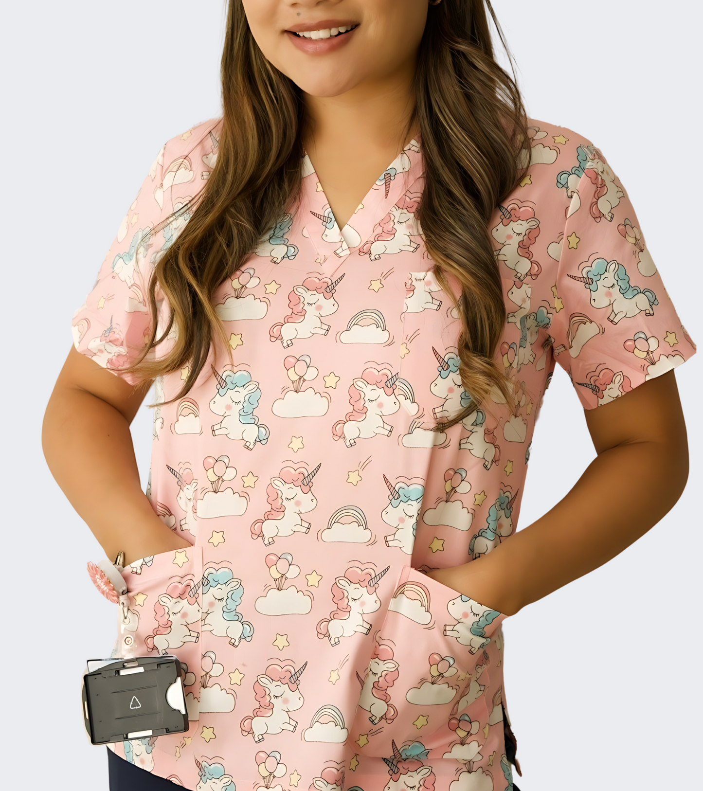 Pink Unicorn Scrub Top